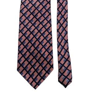 Stonehenge American Flag Red White Blue Hand Made Silk Necktie